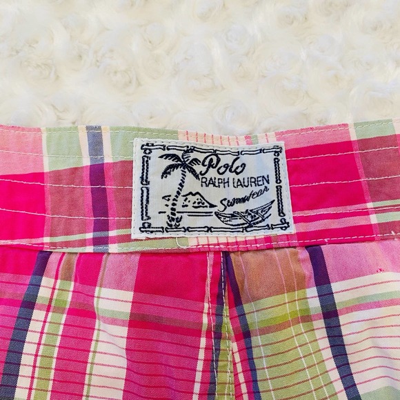 Polo Ralph Lauren Mens Plaid Pink Beach Swim Board Shorts Bathing Suit Trunks - Picture 4 of 8
